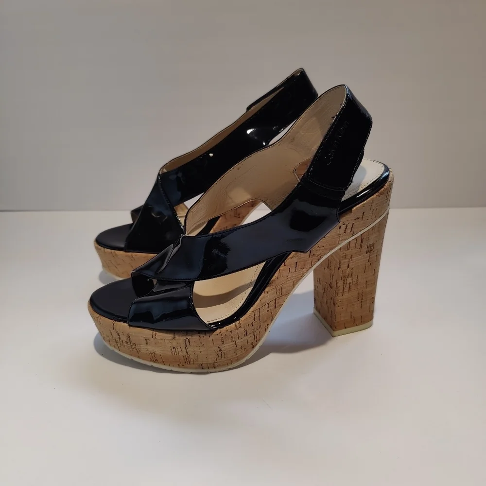 Calvin Klein Black Patent Leather TAMRA Heels